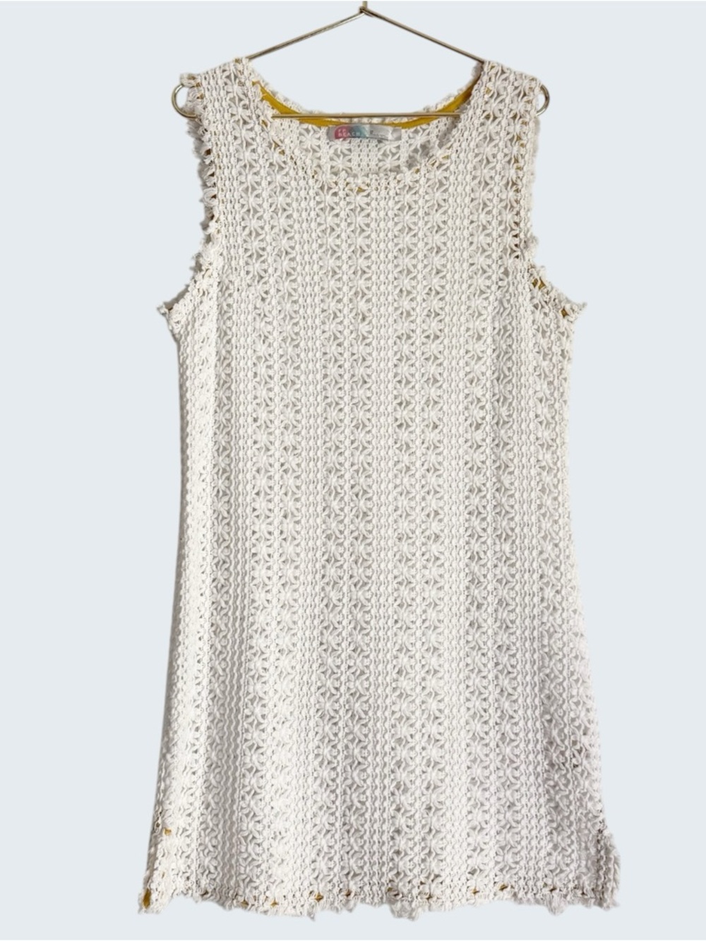 Free People Beach Thrifty Eyes White Crochet Beachy Boho Mini Dress Women’s M - Picture 3 of 10